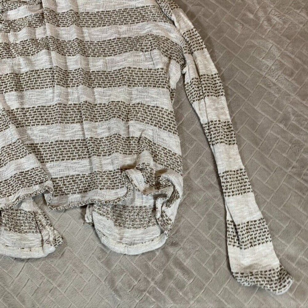 Three Hearts Womens Medium Sweater Open Front Cardigan Striped Pockets Stretch - Picture 9 of 9